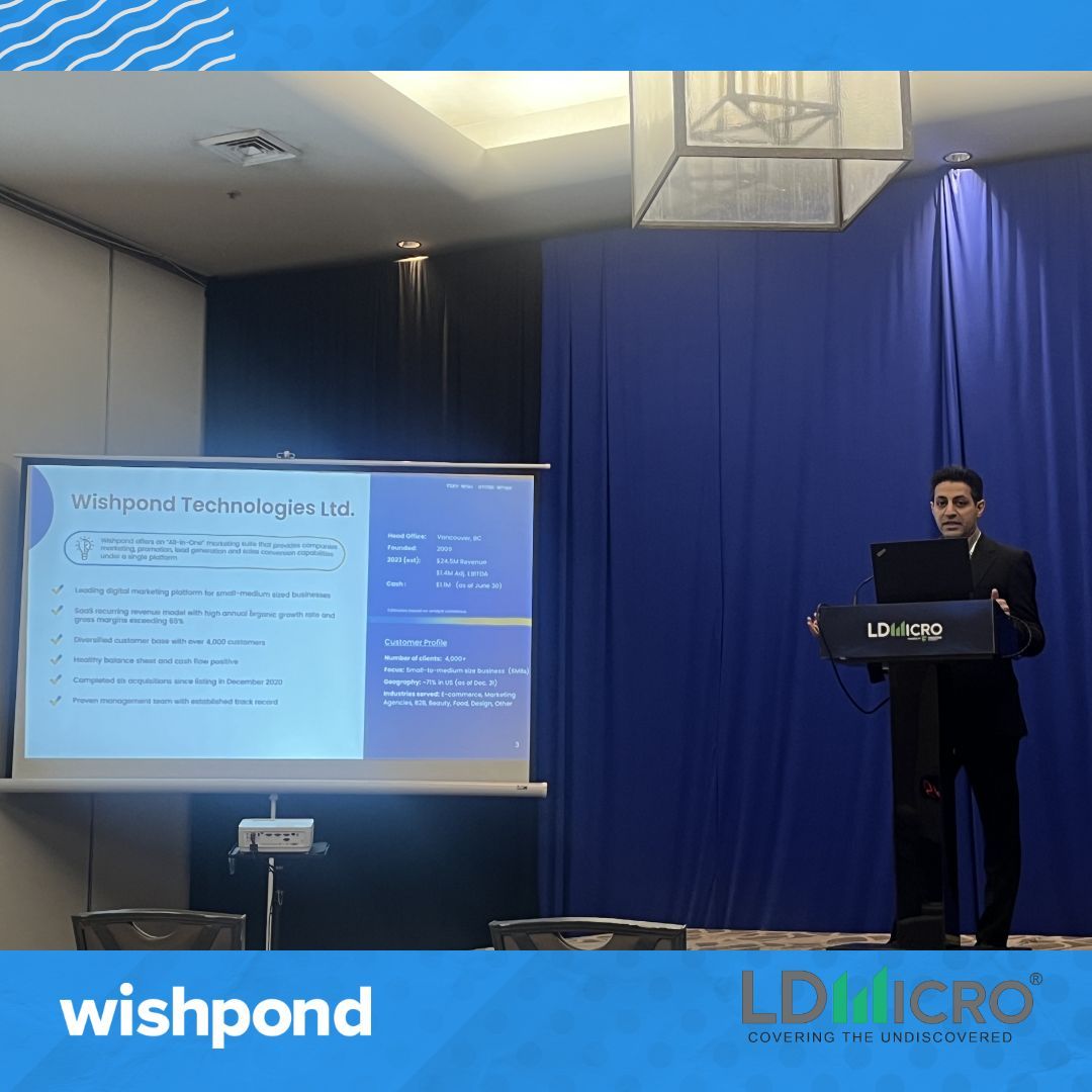 Our CEO, Ali Tajskandar, recently presented at the LD Micro Main Event XVI! He shared insights on Wishpond's journey, growth strategy, and the cutting-edge AI technology we're bringing to the table. We're proud to be at the forefront of innovation in the industry.  #AIInnovation
