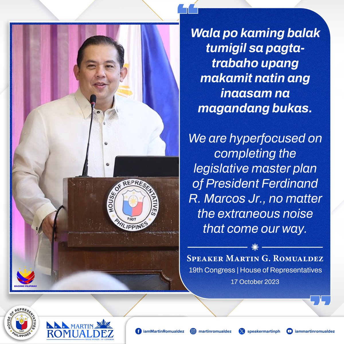 SpeakerMartinPH's tweet photo. #PBBM #LEDAC #19thCongress #HouseOfThePeople #LiderNgKongreso https://t.co/hATHnIIwcn