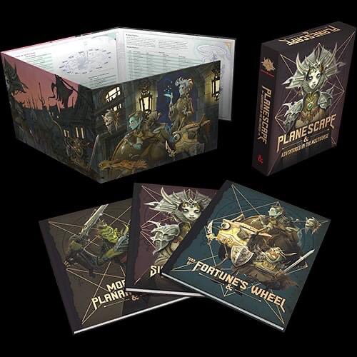 rivertowngames's tweet photo. Are ye ready to journey to the Outer Planes? The new #Planescape set is RIGHTEOUS. Two 96-page hardcovers, a 64-page #beastiary, a double-sided poster-sized map and a #DM screen in every set. We’ll have regular and alt covers on sale today!
#dungeonsanddragons #dnd #Planescape https://t.co/Vg56sMDOac