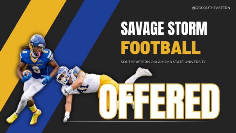 #AGTG After a great conversation with <a href="/TroyParker_11/">Coach Parker</a> I am blessed to receive my first offer from Southeastern Oklahoma State University
<a href="/Tx_CoachBolton/">Terry</a> 
<a href="/KentLaster/">Kent Laster</a> 
<a href="/BengalLifestyle/">Braswell Bengal Football</a>