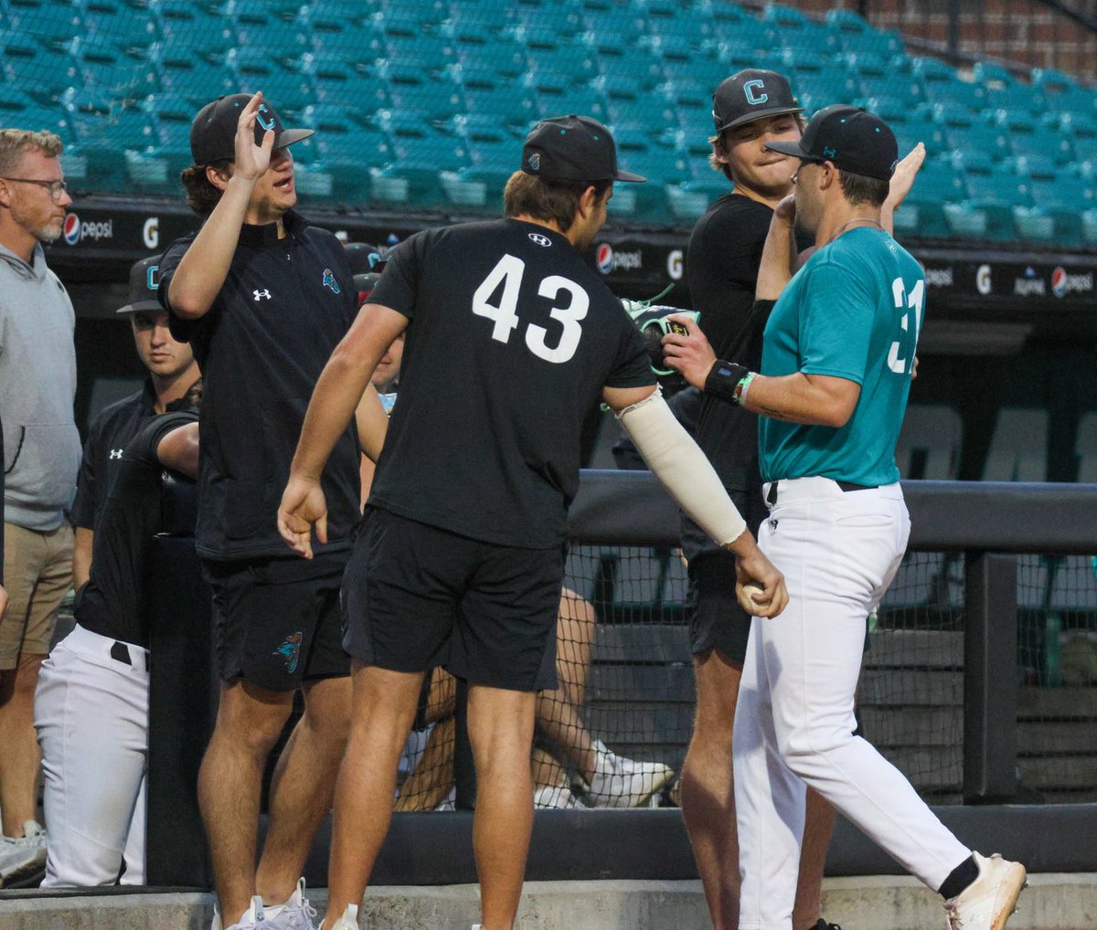 Will Smith with a good inning followed by some love from his teammates