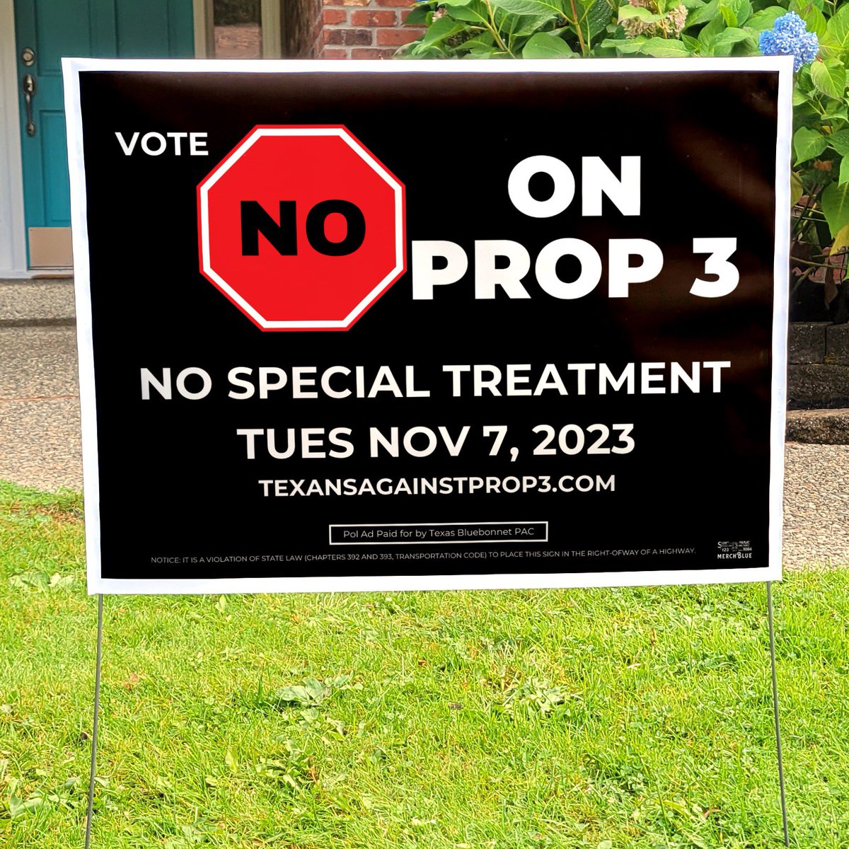 Yard signs are on their way yall!

Please get our Union made signs at texansagainstprop3.com!