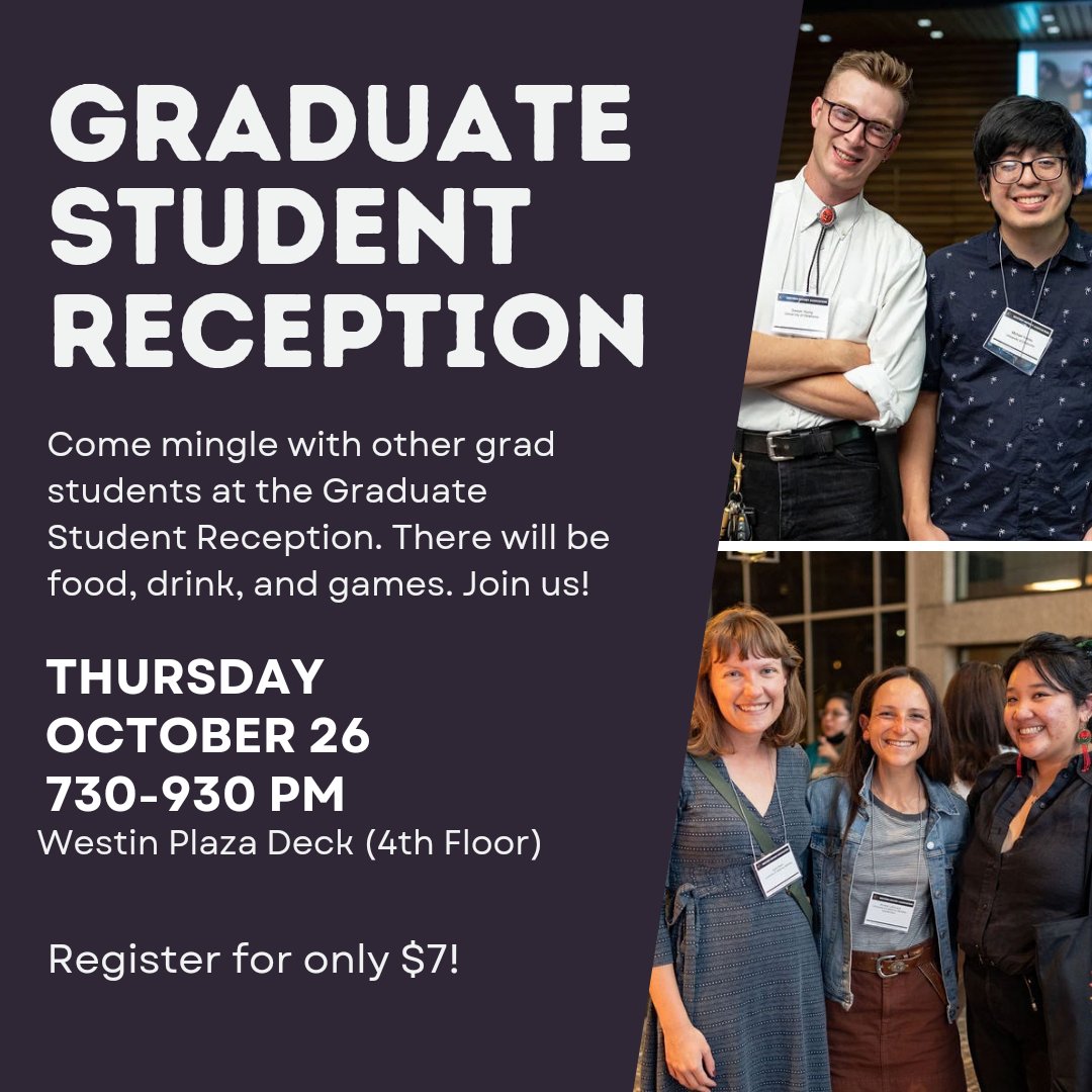 Come mingle with other grad students at the Graduate Student Reception. There will be food, drinks, and games. Join us!