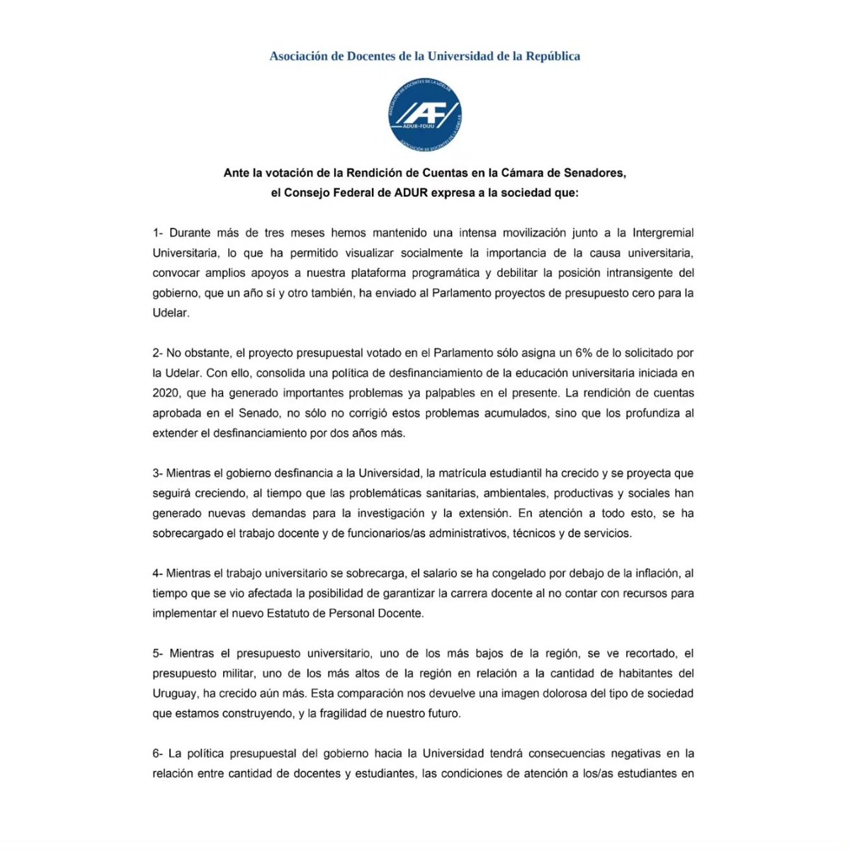 adur_udelar's tweet photo. Desfinanciamiento de nuestra @Udelaruy #parecenormal #presupuestoparalaudelar #poresoluchamos #nonosdalomismo. El futuro del desarrollo de nuestro país #desfinanciado.
 @asceepfeuu 
@affur_prensa 
@adurpsi https://t.co/KHszJEI1DT
