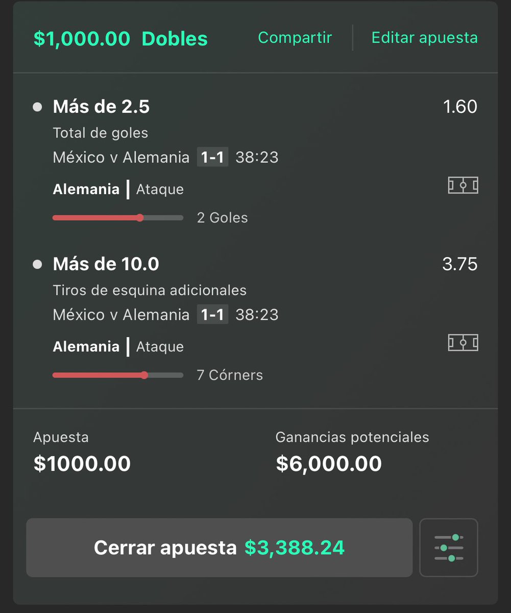 CryptoNotaz's tweet photo. Update :

Participa en ganar 30 USD en el post de abajo.

Solo falta 1 gol y 4 tiros de esquina minuto 40 primer tiempo 👇 

Solo dale RT y ♥️ . https://t.co/ekkPH35C5W