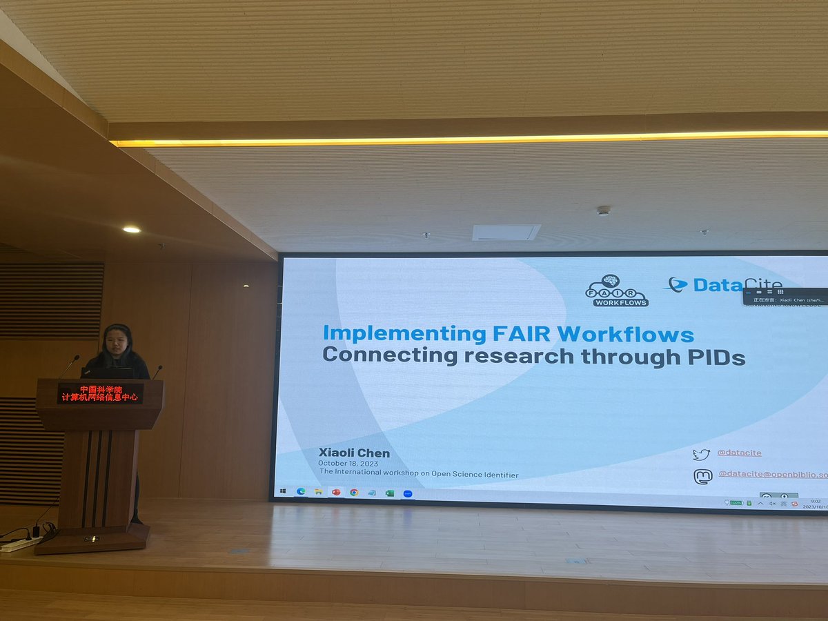Matthew Buys (@mjbuys) on Twitter photo Great to be here in Beijing, Xiaoli presenting about the <a href="/DataCite/">DataCite (inactive Mar 2025)</a> #FAIRworkflows project Great to be here in Beijing, Xiaoli presenting about the <a href="/DataCite/">DataCite (inactive Mar 2025)</a> #FAIRworkflows project