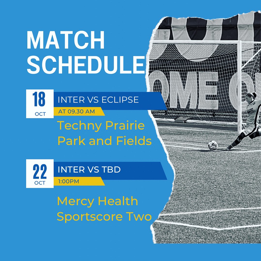 We’re ready for some great competition! Opponent for Oct 22 will be updated!