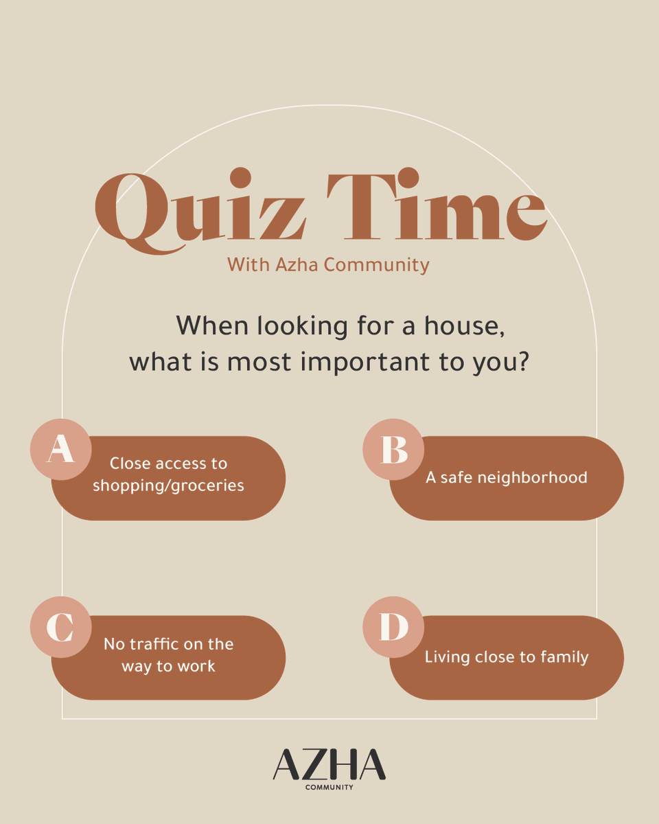 EPGroup2's tweet image. Quiz Time 📝: When looking for your dream home, what&apos;s most important to you?

We want to hear from you. Let us know in comments 👇

#AzhaCommunity #AjmanRealEstate #AjmanHomes #AzhaLiving #Ajman #AjmanGatedCommunity