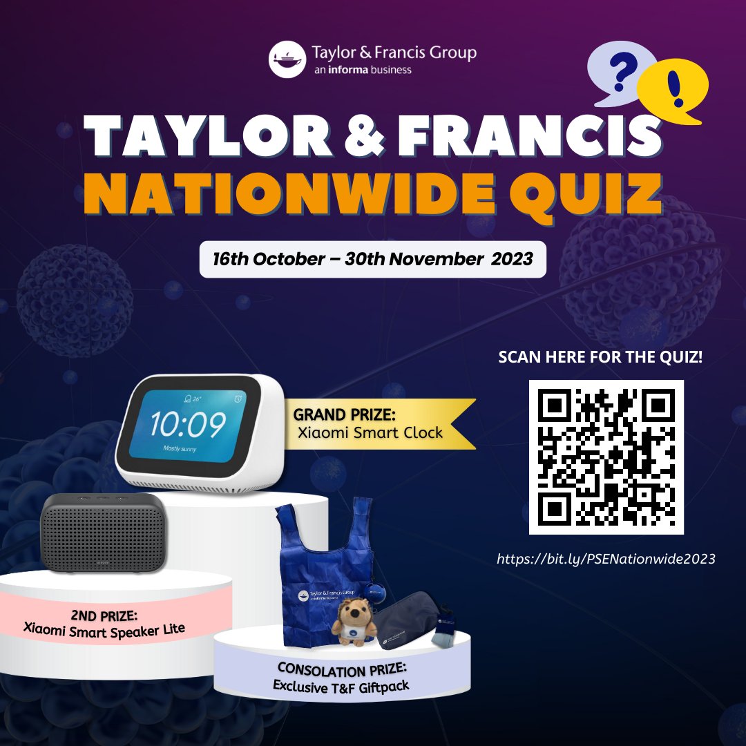UPManilaLibrary's tweet photo. Taylor &amp; Francis Group presents the 2023 PSE Nationwide Quiz for Philippines users!
URL - https://t.co/iLDQCsE3pA
Quiz duration: 16th October - 30th November 2023 https://t.co/gxqTTgAxvj