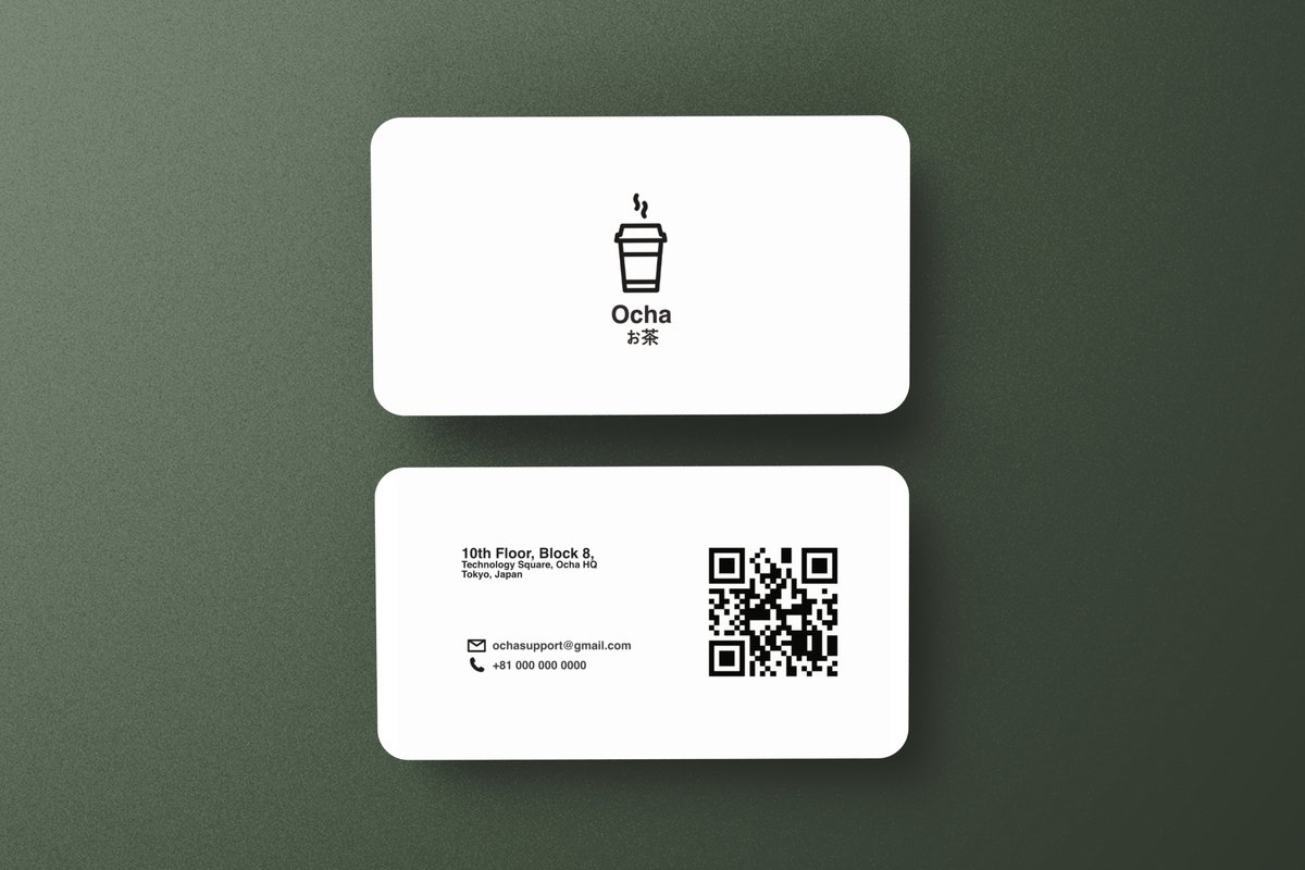 This is a #businesscard for a company called Ocha based in Tokyo, Japan.
It has a QR code that links to their menu.

For information visit fiverr.com/s/3mZNAY

Credits to Eugene Maksymchuk from Noun project for the logo icon.