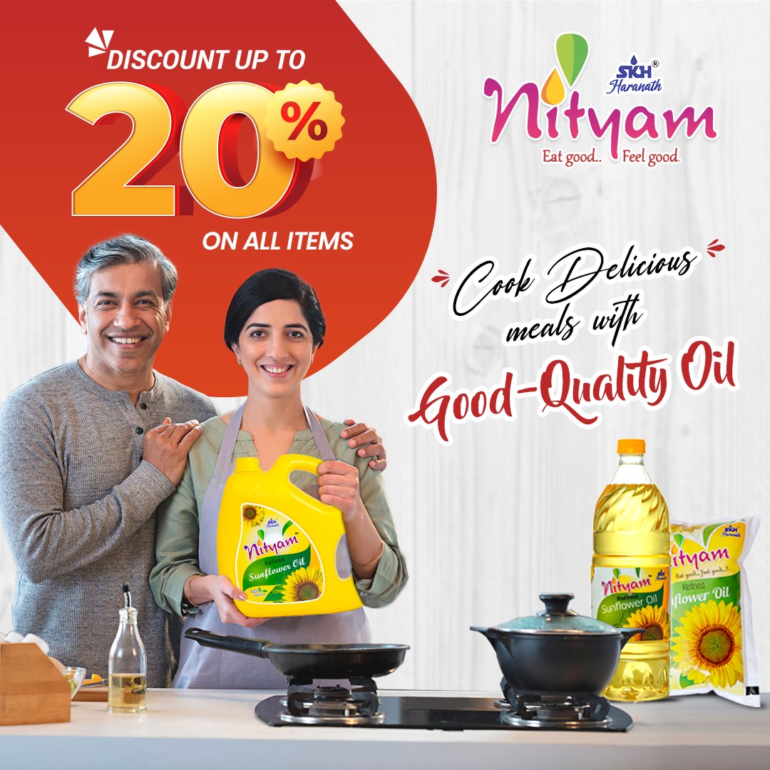 Unlock Culinary Excellence with #NityamOils🍳🌟 - Elevate your cooking with our high-quality oils. #CookDeliciousMeals that your family will love, using Nityam Oils.

#EatGoodFeelGood #CookingExcellence #DeliciousMeals #BestDiscount #OrderNow #Discount #DoorDelivery #ShopOnline