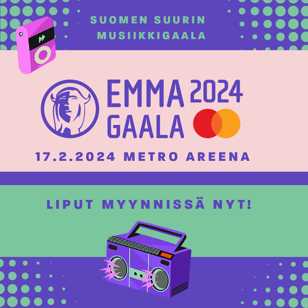 EMMA GAALAN LIPUNMYYNTI ON AUKI!
Ensi vuonna suomalaista musiikkia juhlitaan Espoo Metro Areenalla lauantaina 17. helmikuuta ja ensimmäiset esiintyjät on nyt julkaistu!🔥 Varmista liput osoitteesta: ticketmaster.fi/emmagaala #emmagaala24 #emmagaala