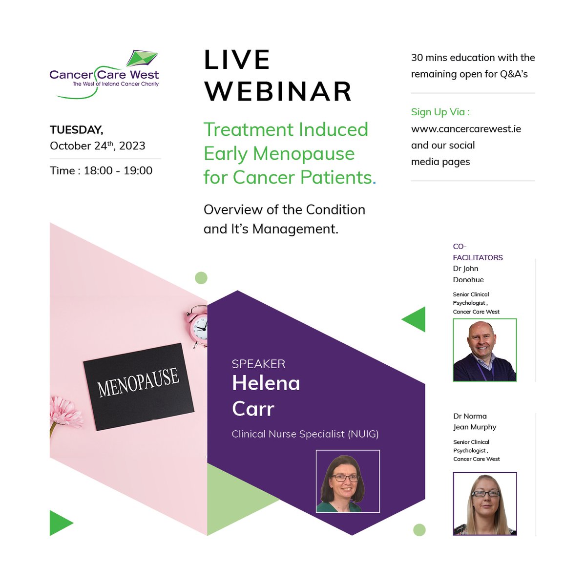 cancercarewest (@cancercarewest) on Twitter photo Our live #webinar on Treatment Induced Early #Menopause for #Cancer Patients will take place on the 24th of October. Please register via ow.ly/fL9E50PXEiS 
#cancertreatment #cancersupport Our live #webinar on Treatment Induced Early #Menopause for #Cancer Patients will take place on the 24th of October. Please register via ow.ly/fL9E50PXEiS 
#cancertreatment #cancersupport
