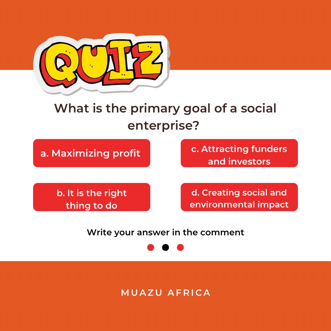 Here are some quiz questions related to social enterprises for you! Let’s go!!!!

#SocialEnterprise #Knowledge #Quiz #DecentWork #ResponsibleBusinesses