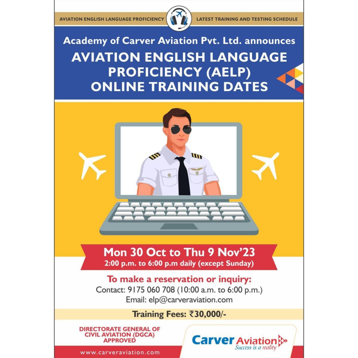 Carveraviation's tweet photo. Ab-initio pilots and those about to complete their CPL….! 🙋🏻♀️
Don’t delay your mandatory AELP training - that too from the most qualified & reputed training team in our country…! ✈️😊
Call now to know more : 9175060708
#aelptraining #aelp #pilottraining #pilotcourse https://t.co/AMgPCT4MCE