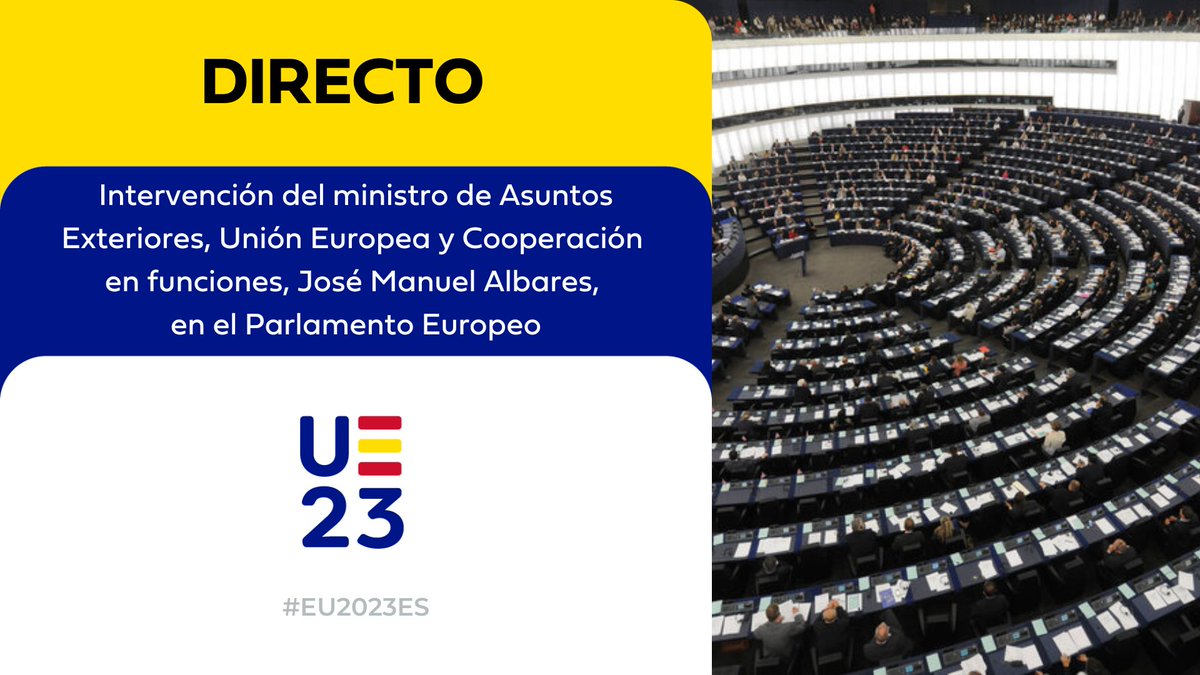 🔴 #ENDIRECTO | Sigue la intervención en el Parlamento Europeo del ministro de Asuntos Exteriores, Unión Europea y Cooperación en funciones <a href="/jmalbares/">José Manuel Albares</a> sobre los ataques de Hamás y la situación en Israel y Gaza.

🔗 europa.eu/!Tx43kH

#EU2023ES