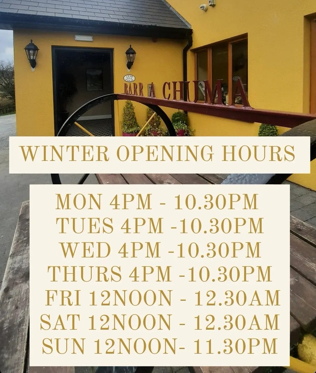 Our new winter opening hours  #winteropeninghours #irelandshighestpub #countrypub