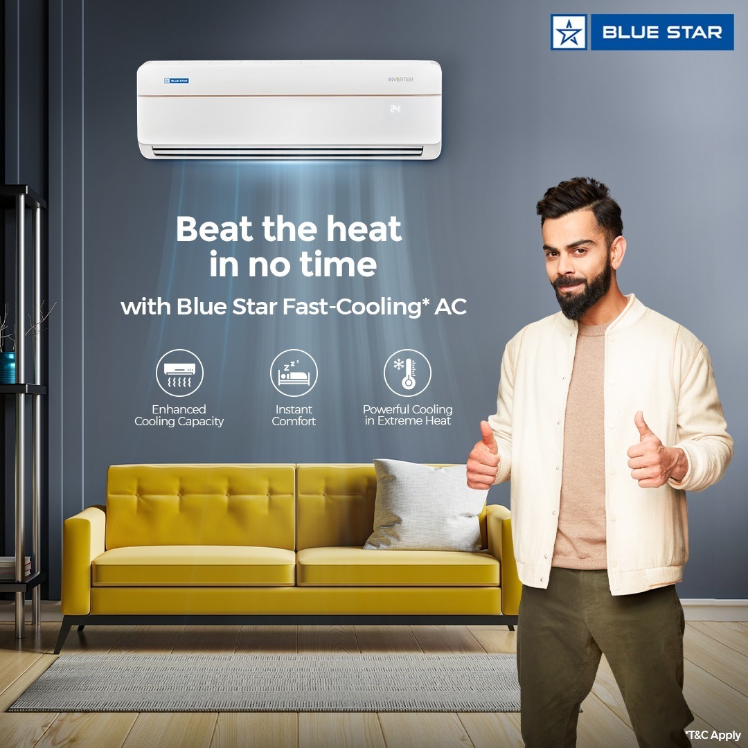 Don't let the heat beat your peace of mind. Blue Star Fast-Cooling* AC is your ultimate saviour, ensuring you're cool and comfortable in a jiff.
 
To know more, visit the link: consumer.bluestarindia.com/air-conditione…

#BlueStar #FastCoolingAC #BlueStarFastCoolingAC #BeatTheHeat #ViratKohli