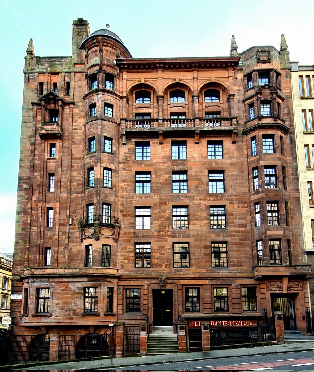 The West George Street facade of 163 Hope Street in Glasgow. It was designed by John A. Campbell and was built in 1902, and it's a stunning example of turn-of-the-century Glasgow architecture.

#glasgow #architecture #glasgowbuildings #westgeorgestreet #architecturephotography