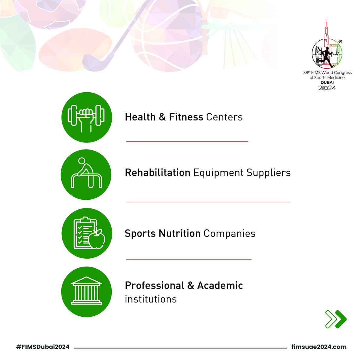fimsdubai2024's tweet photo. At the 38th FIMS World Congress of Sports Medicine, Dubai 2024, you'll find the top names in sports medicine showcasing the latest breakthroughs in athletic healthcare, rehabilitation, and injury management.

Scan the QR code to submit your interest today!

#FIMSDubai2024 https://t.co/O9Nwr80T8w
