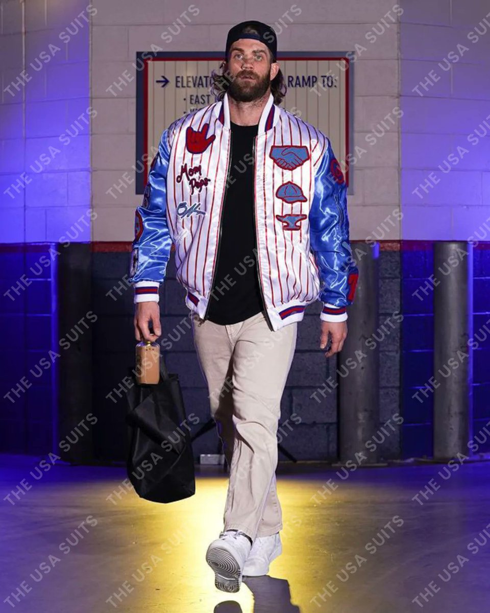 TheUSASuits's tweet photo. 🛒ORDER NOW
🧥MLB Bryce Harper Jacket
🔗Link : https://t.co/t5eISkcuAZ 

#MLB #Phillies #RedOctober📷 #NLCS #BryceHarper #PhiladelphiaPhillies #RingTheBell @MLBLife @SuperBookSports @BetMGM https://t.co/7vrEDXVjhw