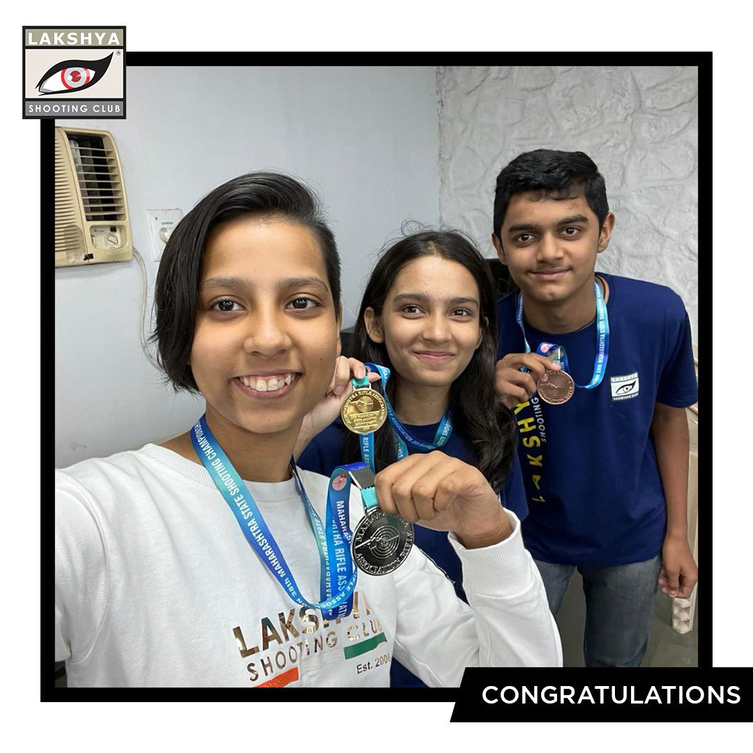 LakshyaShooting's tweet photo. Another successful outing for Lakshya Shooting Club shooters, this time at the 38th Maharashtra Shooting Championships.

The results are as follows - 

10m Air rifle Men 
1)Rahul Sharma Gold
 
10m Air rifle Junior men
1)Parth Mane won a Silver 
2)Rahul Sharma won the Bronze https://t.co/AbBe77X9PU
