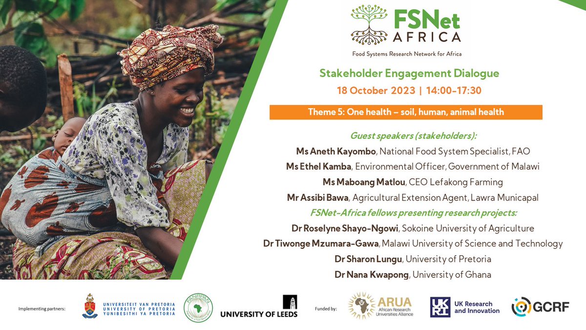 Join us this afternoon for Theme 5 of the #FSNetAfricaSED, which looks at “One health – soil, human, animal health”. Online registration: bit.ly/46bHF8z