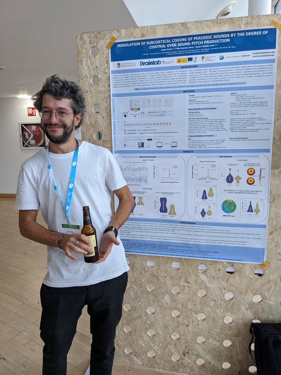 Brainlab_UB's tweet photo. The @Brainlab_UB representation is very happy to be learning so much at the #CuttingEEG garden in Donostia @CuttingEeg Come by our posters if you want to chat about our projects, there's still time! https://t.co/mozIBcpWwM