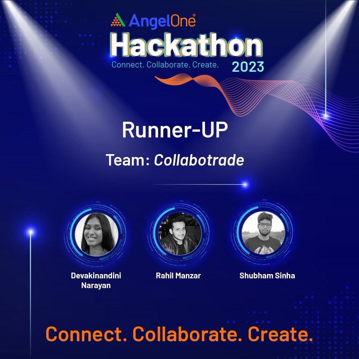 Devakinandini's tweet photo. Bagged #Runnerup in my first ever hackathon!! 🎉 

Had the most wonderful 24hrs working on our idea #Collbotrade, aimed at solving through innovation for real-work problems.

@AngelOne #hackathon #innovation #trading https://t.co/YCbnVI3PhT