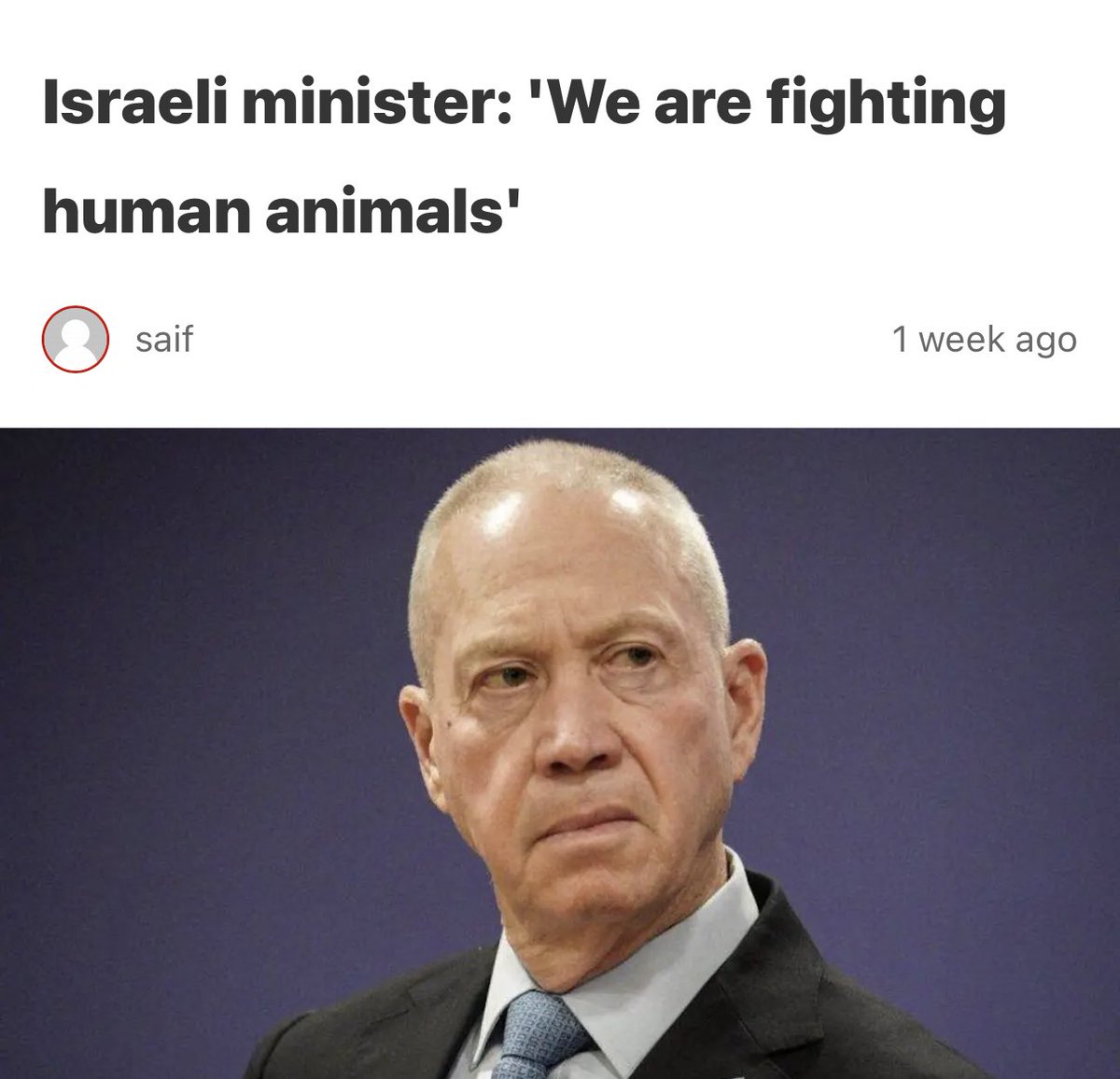 🇮🇱🇵🇸 Israel’s Defense Minister called Palestinians in Gaza “human animals” last week… Are you really surprised they blew up the hospital?