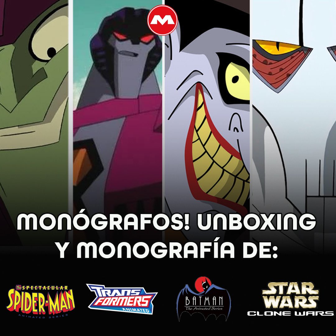 monografiamx's tweet photo. Monógrafos mañana 8:13 pm vamos a hacer el unboxing y monografia de 4 villanos de 4 sagas diferentes. Espero que nos acompañen. Saludos! #spectacularspiderman #transformersanimated #batmananimatedseries #clonewars #vintagetoys #joker #starscreem #generalgrevious #greengoblin https://t.co/O5PRDYT1Gv