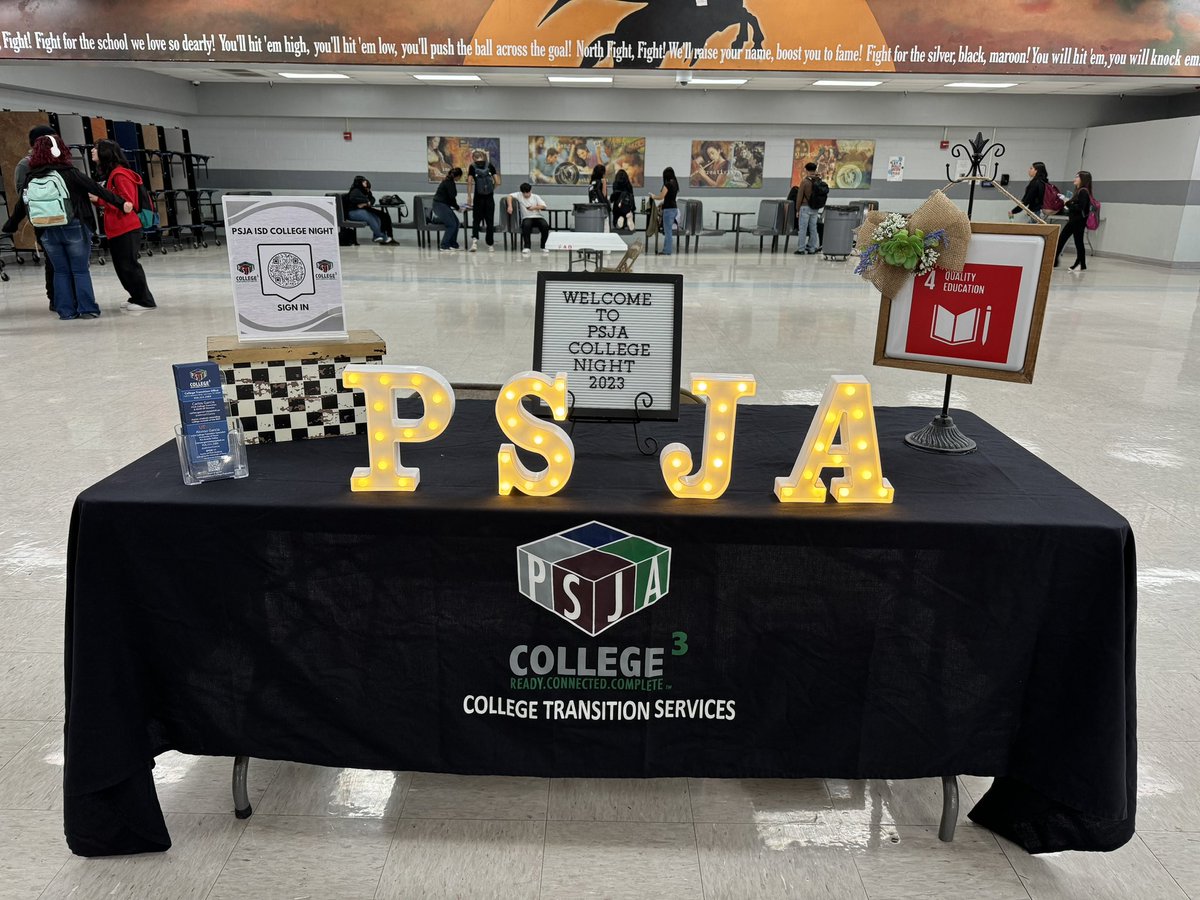 Thank you to our <a href="/PSJAISD/">PSJA ISD</a> College Transition &amp; GEAR UP staff for another successful College Night! Our students and parents met with over 60 college reps and received information about admissions, scholarships and campus life. Thank you Ms. Diaz and <a href="/PSJANORTHECHS/">RAIDER NATION</a> staff.