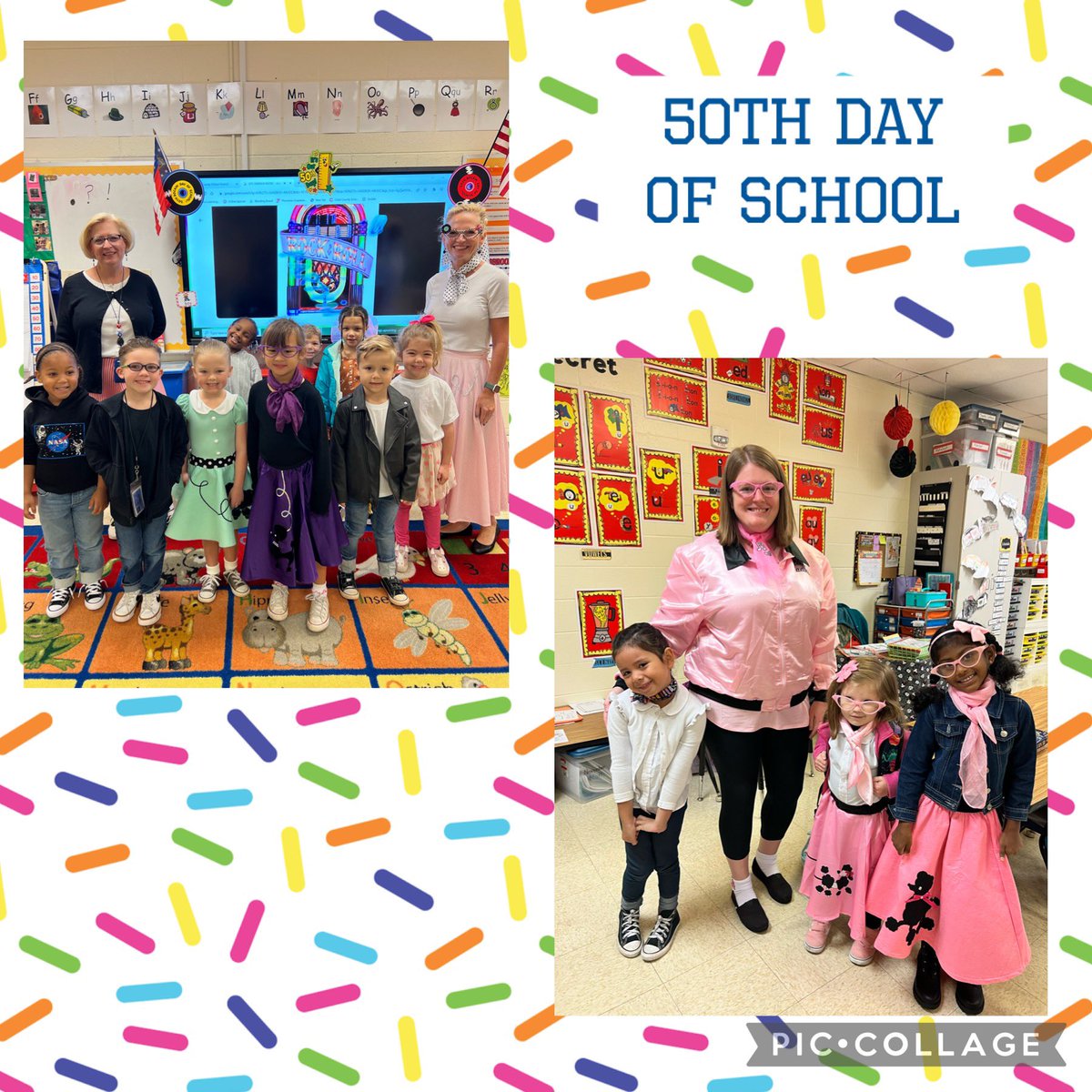 Poodle skirts, slicked-back hair, and jukebox tunes – we're channeling the 1950s for the 50th day of school.  👗🎸 #50thday #SchoolTimeMachine #pitnerpride