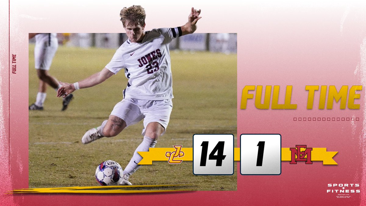 No. 6 Jones races past EMCC to pick up its 11th win. Nine diff Bobcats score, Lombard &amp; Richardson net hat-tricks and Matt Smith scores the first of his career off a PK.