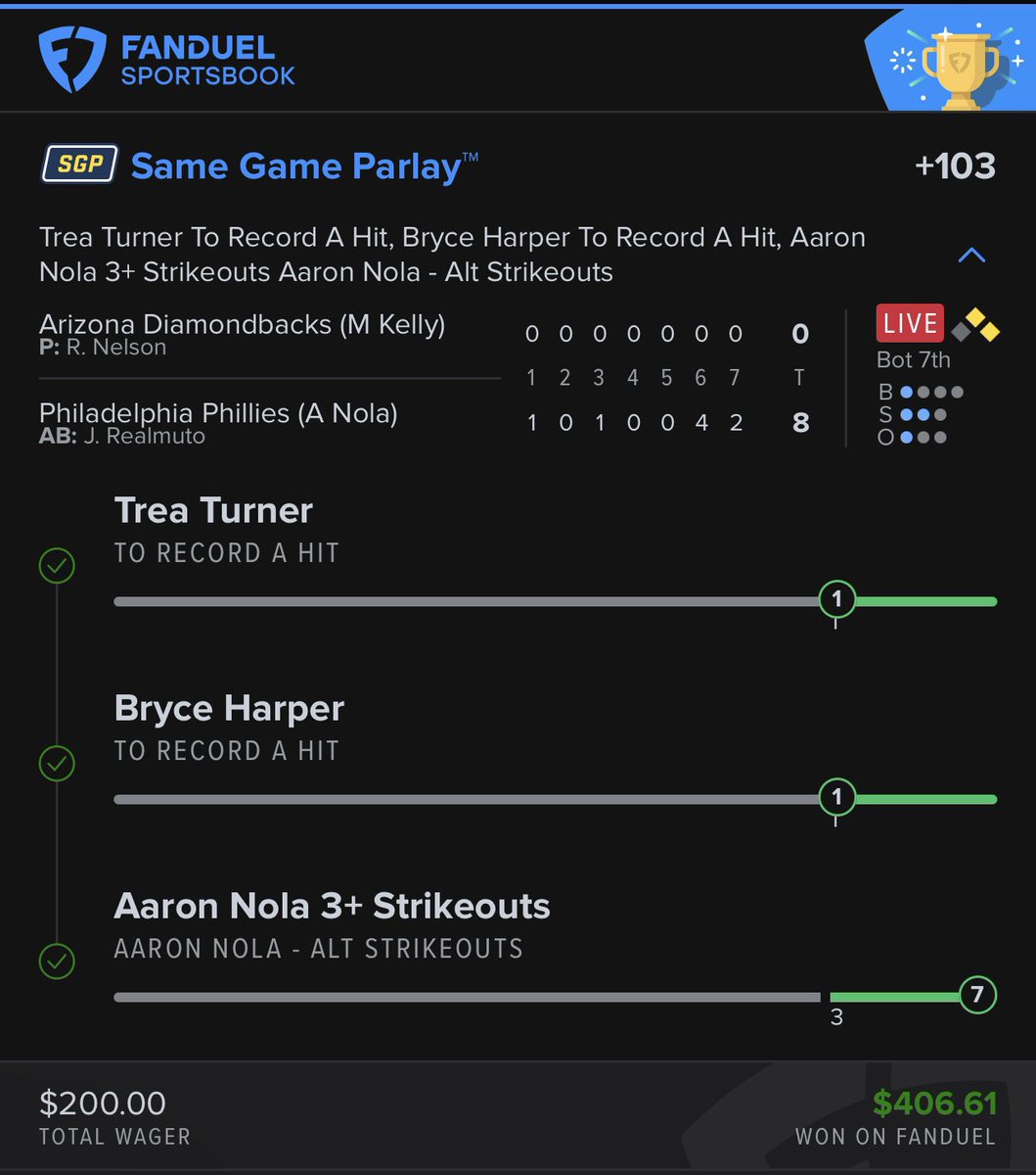 LandotheLayGod's tweet photo. 💰💰 Ladder Challenge Day 1 💰💰
✅ Turner
✅ Harper
✅ Nola
Take it to the bank. Wasn’t as easy as planned, but Harper comes through. We move on to day 2. Stay tuned.
#GamblingTwitter #LayGod https://t.co/SEWFHy7W1o