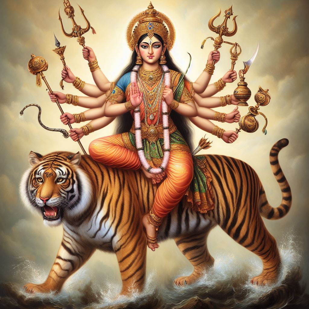 Grin News on X: Today is Day 4 of #Navratri and #DurgaPuja Ma Kushmanda is  the fourth form of the Hindu goddess Durga. She is worshipped on the fourth  day of Navratri,