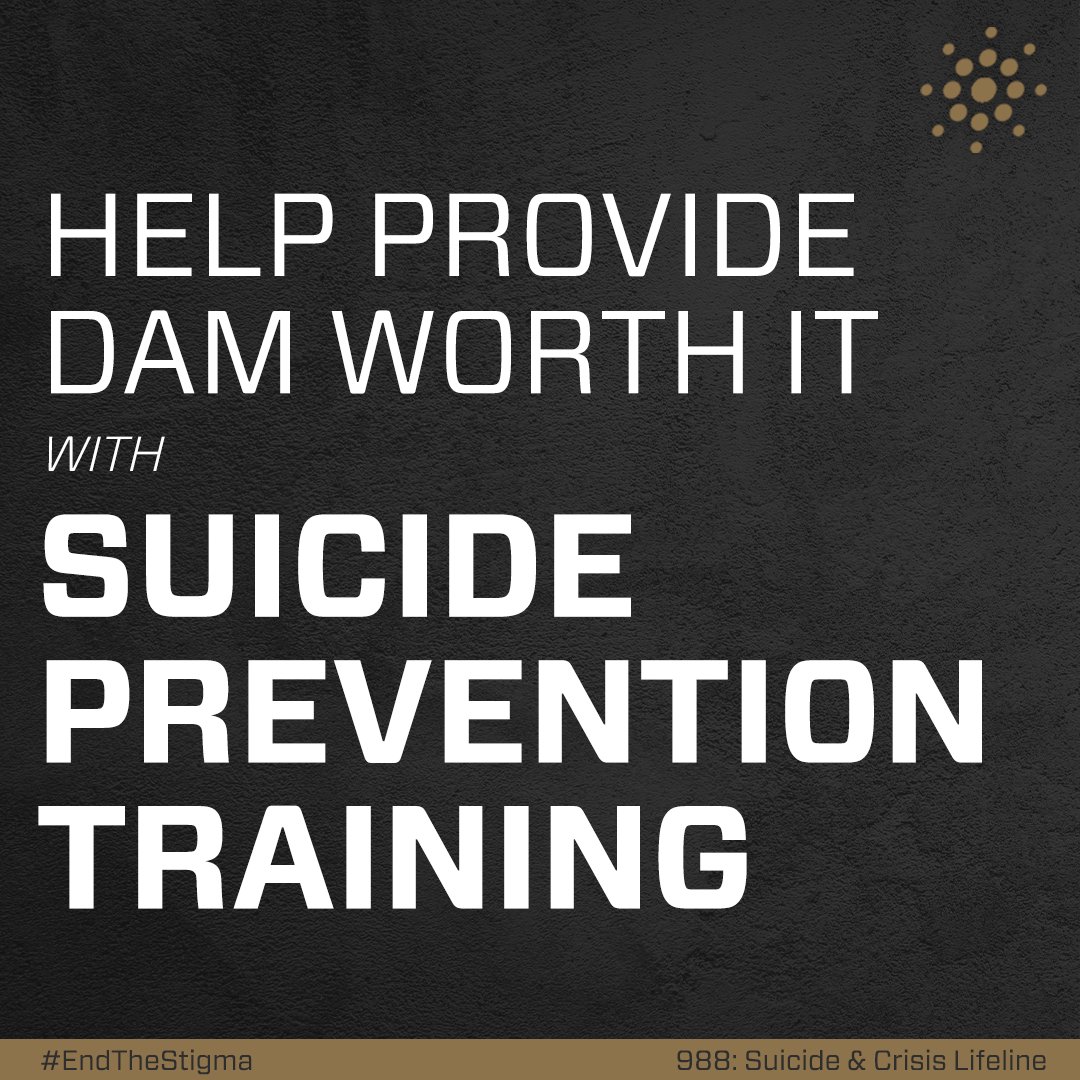 DamWorthIt's tweet photo. All it takes to provide a Dam Worth It member with suicide prevention training is just $10!

Make your impact towards mental health awareness today ⬇️

SUPPORT: https://t.co/NNDgRS0JXv
#EndTheStigma https://t.co/x7trpS5E1J