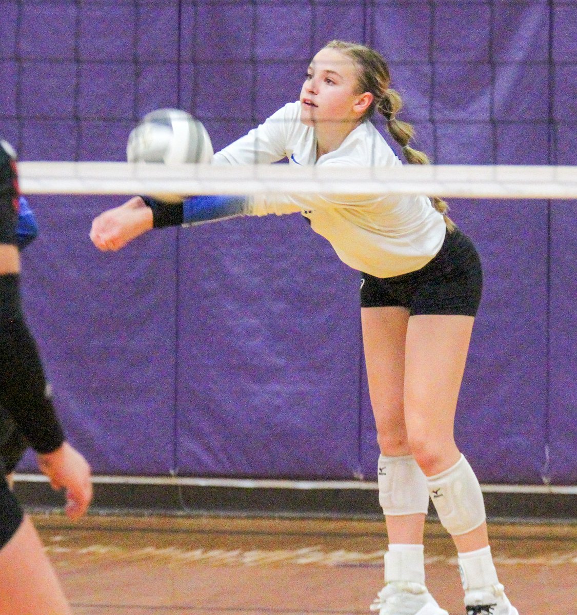 VB: <a href="/kate_luebbe/">Kate Luebbe</a> of <a href="/CentennialVB18/">Centennial Volleyball</a> passes to the setter against Superior Oct. 17. The Broncos finished fourth in the Southern Nebraska Conference tournament. #broncoblue #delivertheball #conferencevolleyball