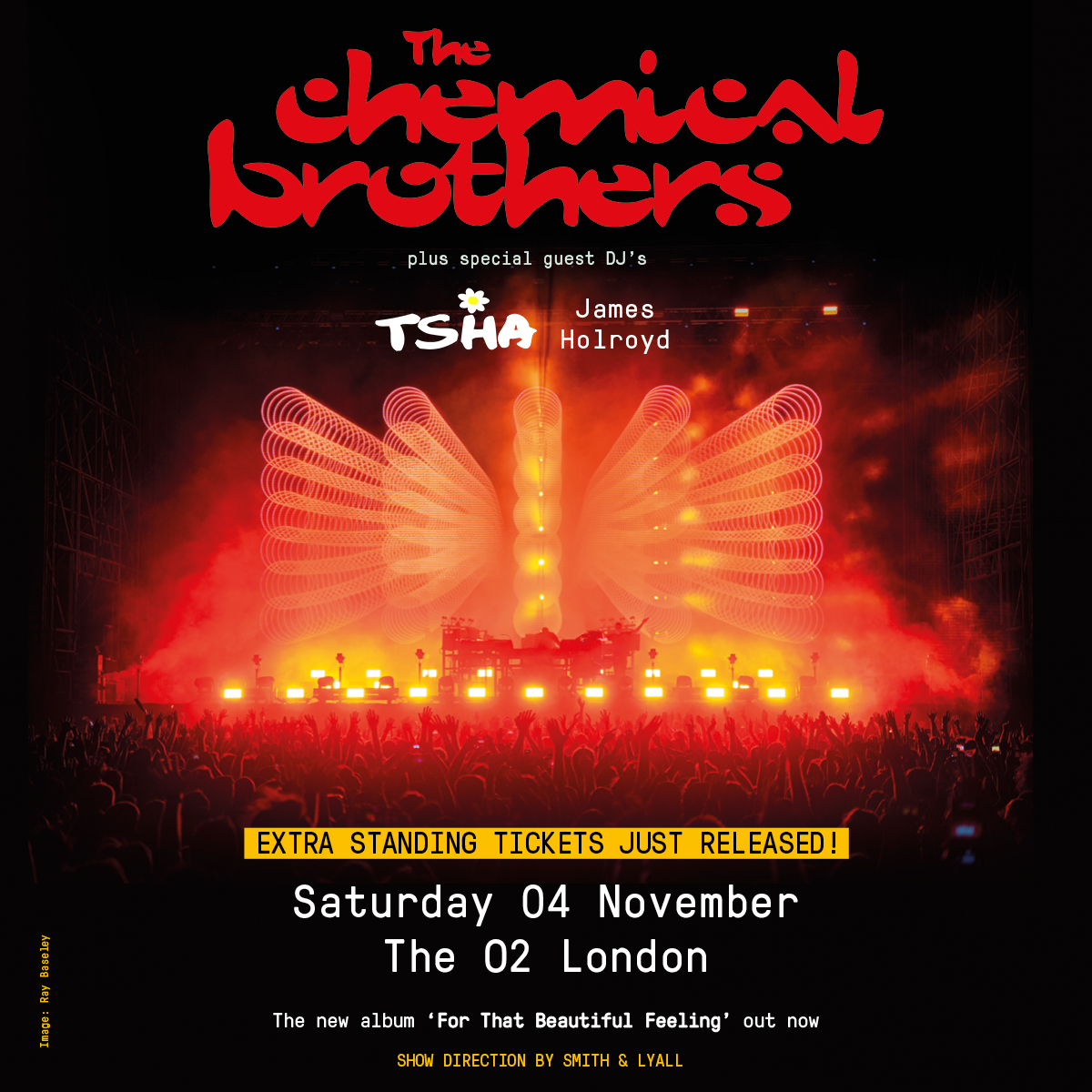 London! Last standing tickets for @chembros live at <a href="/O2/">O2</a> on 4th November will be available from noon today Wed 18th Oct. at: lnk.to/TCBTHEO2
Plus special guest DJs <a href="/tsha909/">TSHA</a> &amp; James Holroyd. #chemicalbrotherslive #thechemicalbrothers #concert #ForThatBeautifulFeeling