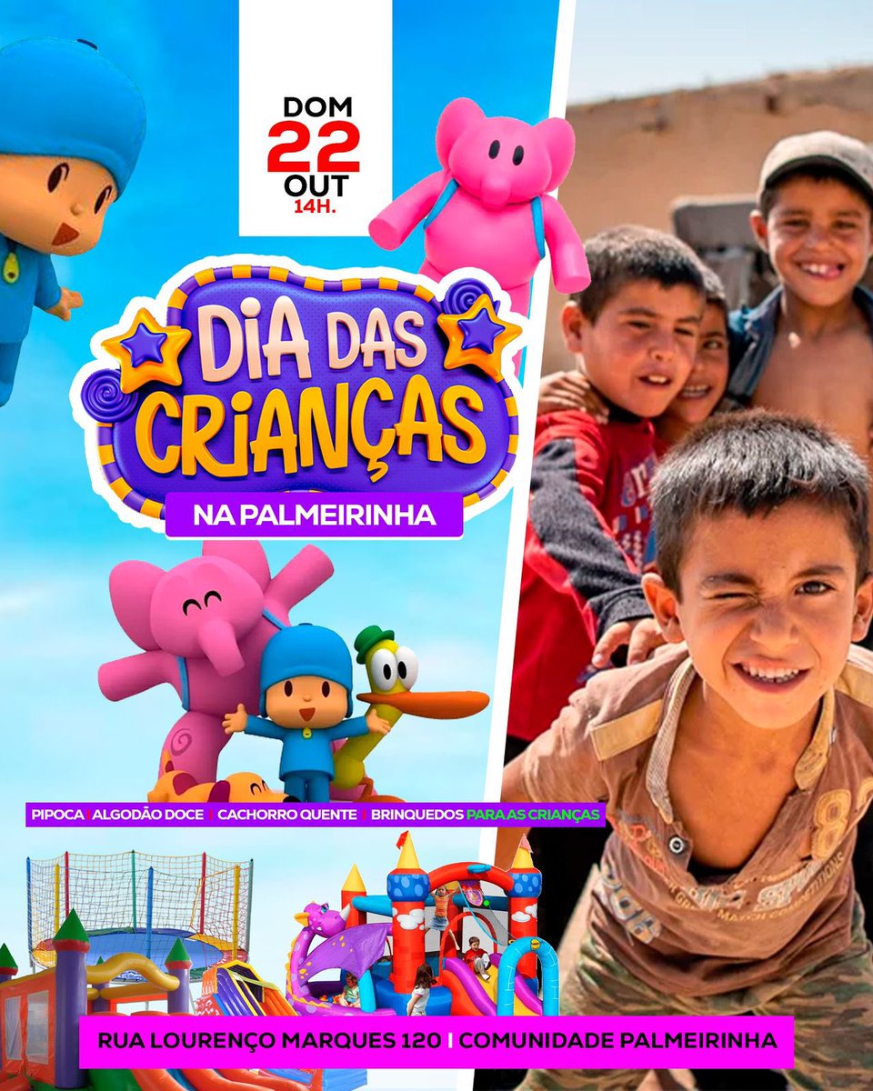 BaileDoMaraca's tweet photo. DOMINGO AGORA TEM NOSSA FESTINHA DAS CRIANÇAS, PAPAI E MAMÃE TRAGAM SUAS CRIANÇADAS🎢🛝🎡

LIBERADO:
PIPOCA 🍿 
ALGODÃO DOCE 🍡
CACHORRO QUENTE 🌭
E MUITOS BRINQUEDOS 🎠

DIA 22/10 📆
14H https://t.co/dTVg5LjeZc