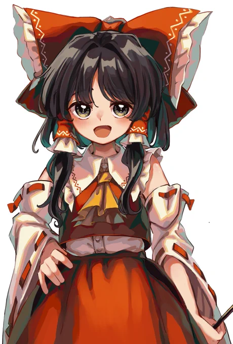 普段と塗りを変えて霊夢さんを描きました。