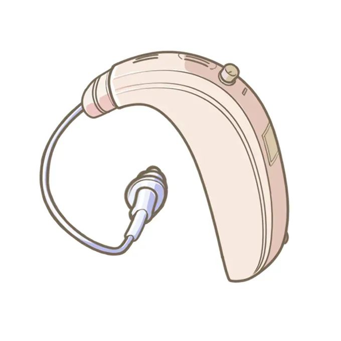 「補聴器のイラストです。 聴力に障害がある人が音を聞こえるようにするため装着する医」|看護師🎨イラスト集＠看護roo!のイラスト