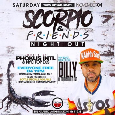 BuggsyClark's tweet photo. #ScorpioandFriends ♏️🦂

Celebrating my bday 
at @_kinanmlounge 
this year 

11/4/23

FREE B4 11PM 

Music by: @djphokus 

hookah and food available, birthday packages available , bottle specials available, tables or bday rsvp now 

#scorpio #scorpioseasonloading ♏️♏️
👑🦂♏️ https://t.co/8BI1pVmhJ8