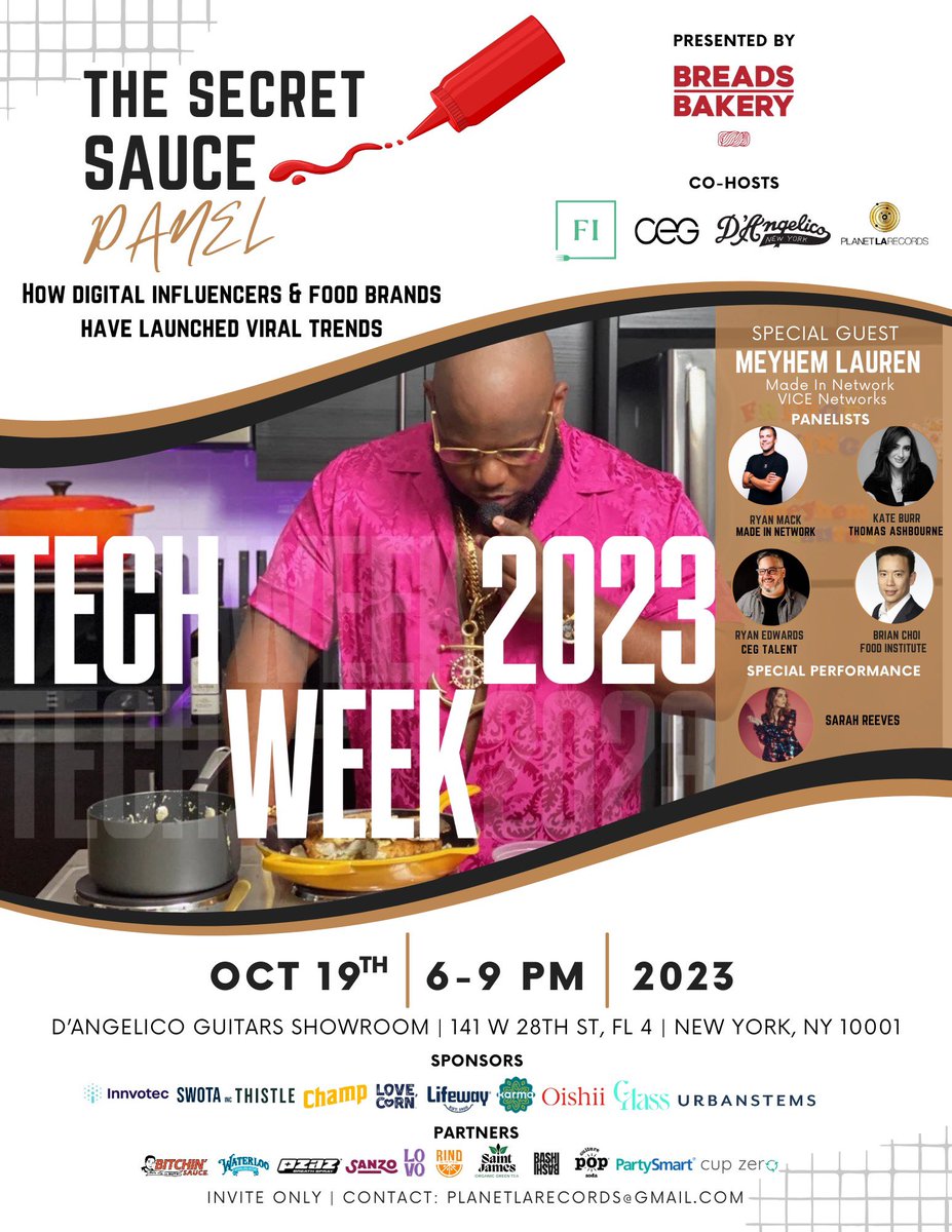 Hosting a private event <a href="/DAngelicoNY/">D'Angelico Guitars</a> for <a href="/Techweek_/">Tech Week</a> NY #TechWeek with <a href="/FoodInstitute/">The Food Institute</a> <a href="/cegtalentnyc/">cegtalentnyc</a> ft <a href="/MeyhemLauren/">MEYHEM LAUREN</a> <a href="/sarahreeves/">Sarah Reeves</a> &amp; panelists speaking about #InfluencerMarketing thanks <a href="/BreadsBakery/">Breads Bakery™</a> <a href="/innvotec1986/">Innvotec</a> <a href="/UrbanStems/">UrbanStems</a> <a href="/lifeway_kefir/">Lifeway Foods, Inc.</a> &amp; partners 🌃🗽