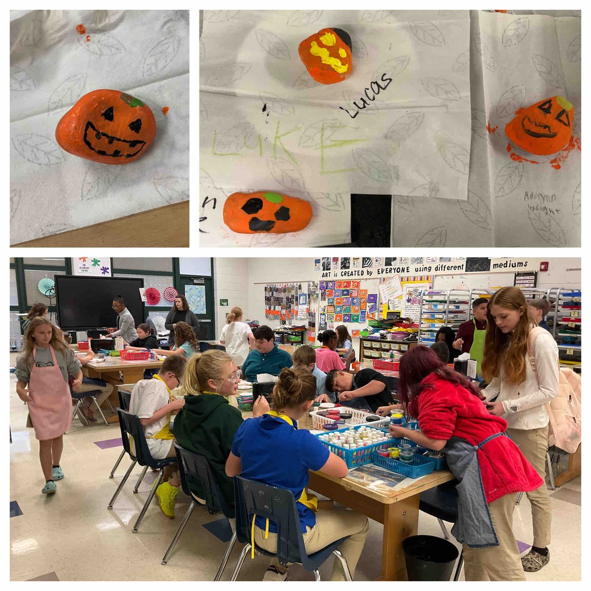 DCMSMediaCenter's tweet image. Last week, we painted pumpkin rocks. 🎃 Thank you @MooreArtLab for letting us use your space and supplies. You made the experience seamless! @DutchmanCreekMS #MorningEvents #GatorsUnglued #ArtInTheLibrary #Collaboration #GatorsUNLEASHED
