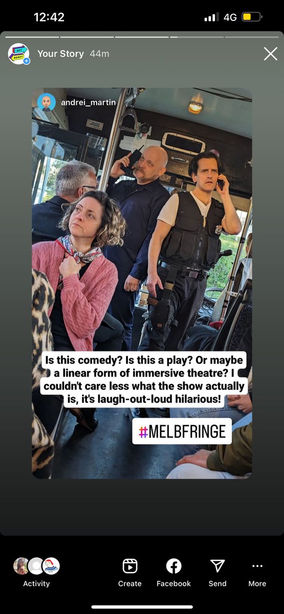 actreacttheatre's tweet image. Lovely Insta stories from a punter about “Speed: The Movie, The Play”! Our @melbournefringe season is virtually sold out! Coming next month to Wynnum Fringe in Brisbane. wynnumfringe.com/events/speed/