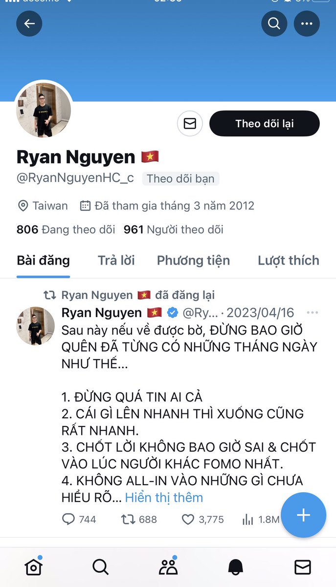 bugsonx's tweet photo. @RyanNguyenHC Thanks Ryan for following me 😭 https://t.co/sOdn9bt0qp