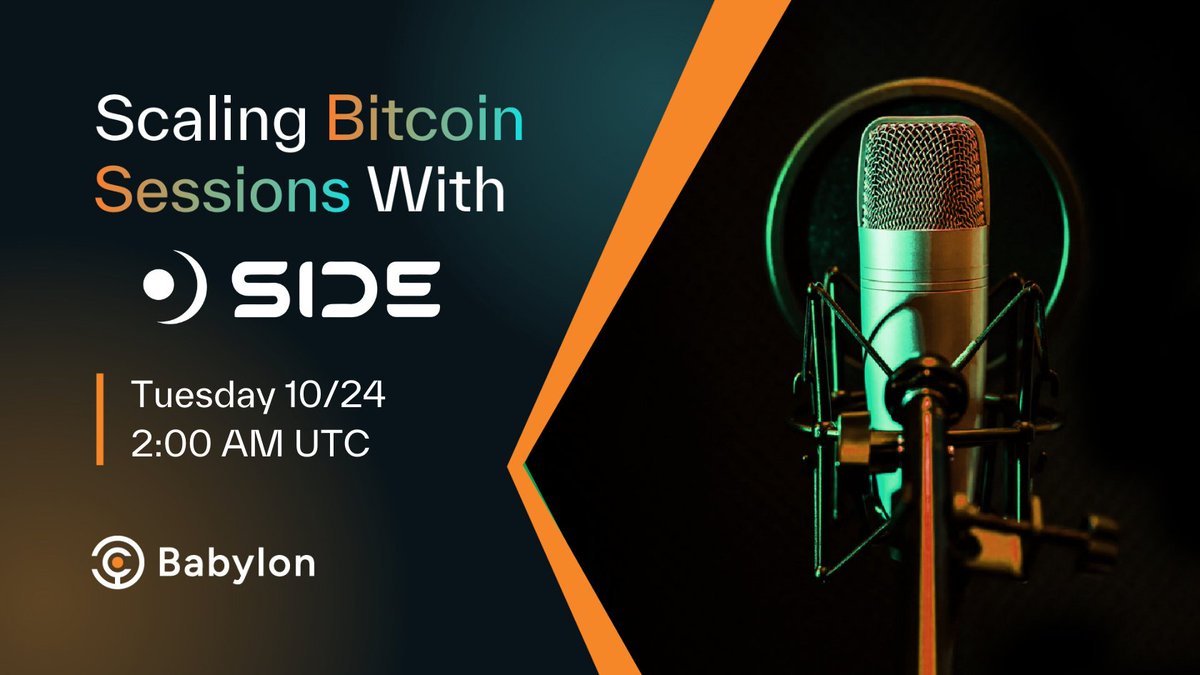 babylonlabs_io's tweet photo. Scaling Bitcoin Sessions w/ @SideProtocol

Side Protocol is developing a distributed inter-blockchain liquidity mesh network system that utilizes innovative IBC-based swap application protocols.  

🎙️ Host: @_erikio

🗓️ Date: October 24, 2:00AM UTC      

⤵️
https://t.co/gJWYYwBq7o