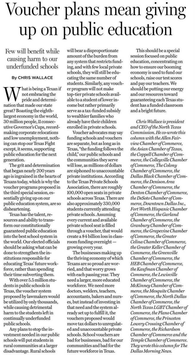 When a leader in the business community and this many chambers of commerce express their crystal clear concern about vouchers, shouldn’t that sound an alarm to the elected officials? Or is our state governing body ignoring the business community as well?