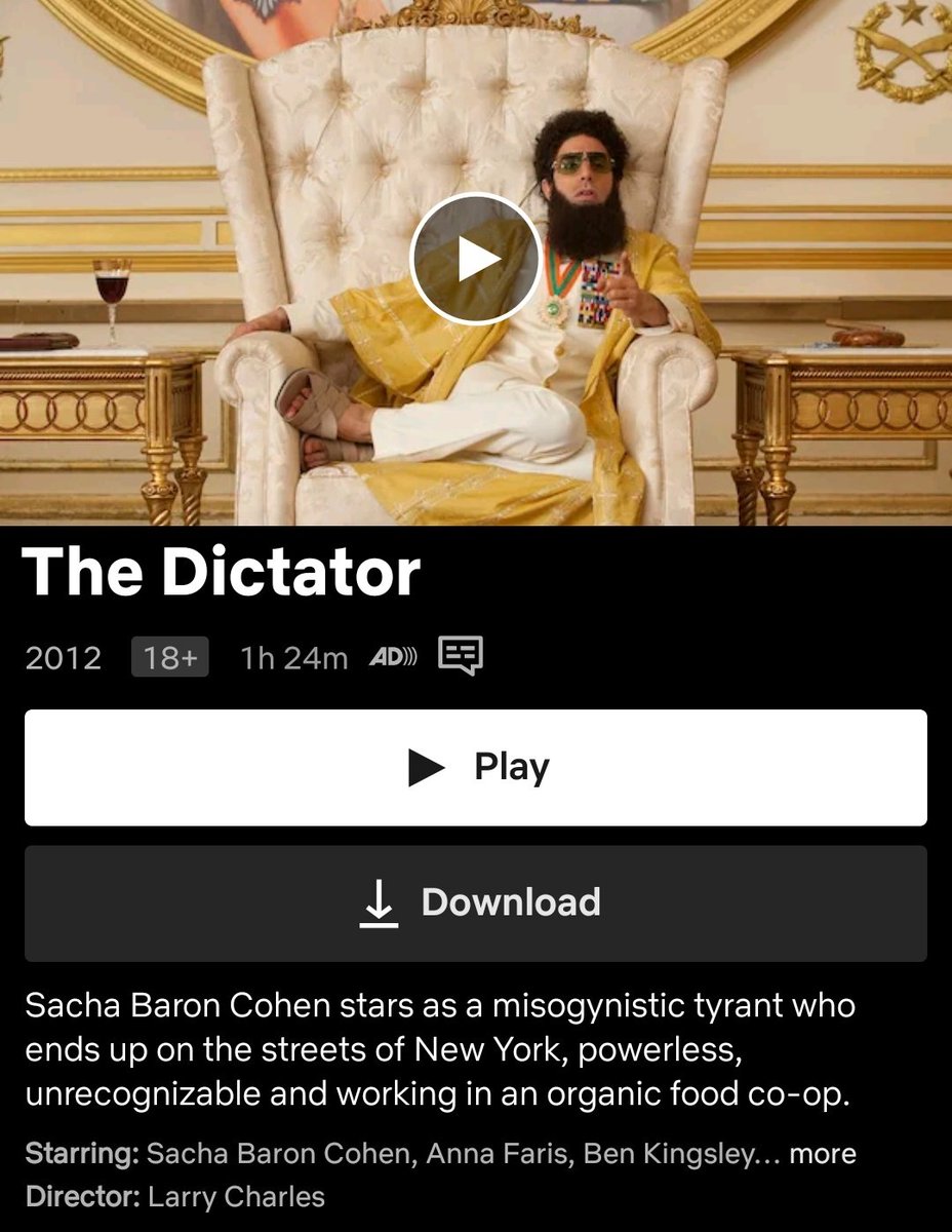 HabisNontonFilm's tweet photo. Tiba-tiba The Dictator (2012) muncul di home Netflix. Rewatch kali ya 🤣

Apa scene yg masih kamu inget dari film ini? https://t.co/1e5oPEHAUH